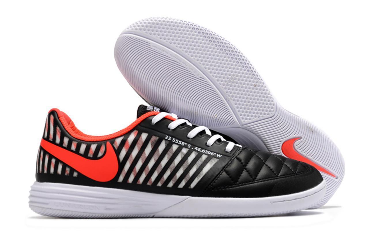 Futsal Lunar Gato II Negro Rojo Suela Blanca
