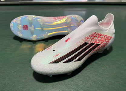 Guayos F50 Yamal Blanco Rosas Laceless