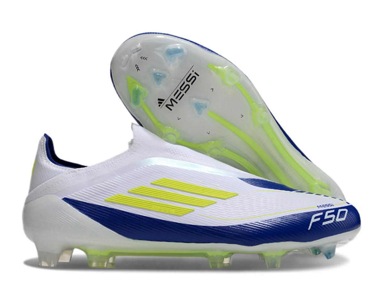 Guayos F50 Messi Blanco Azul Laceless