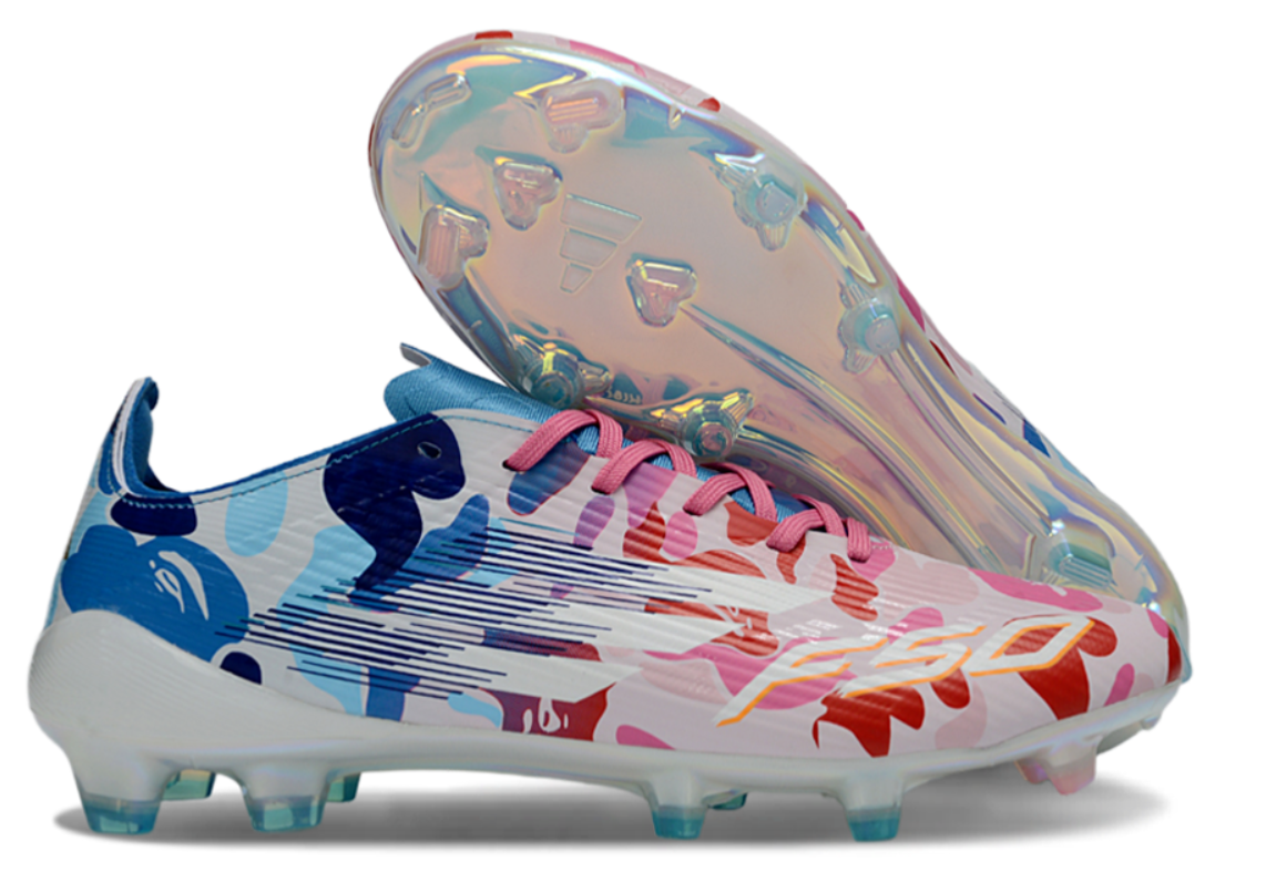 Guayos F50 X Bappe Azul Rosa Cordones Niño